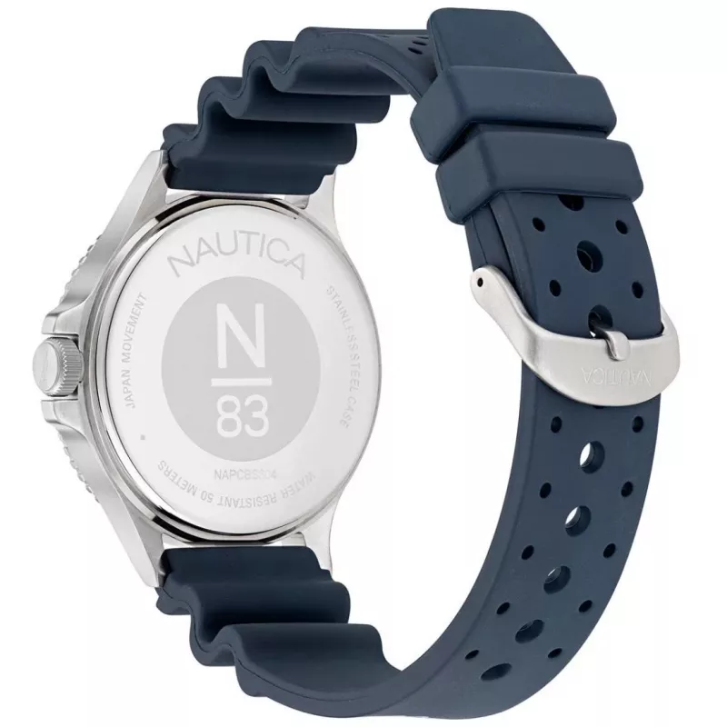 Nautica Coral Bay Orologio Subacqueo Uomo NAPCBS304 43mm Cinturino in Silicone Blu