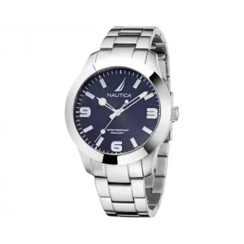 NAUTICA Orologio uomo NAPPBF201 al quarzo analogico con quadrante blu e cinturino in silicone blu, 42 mm