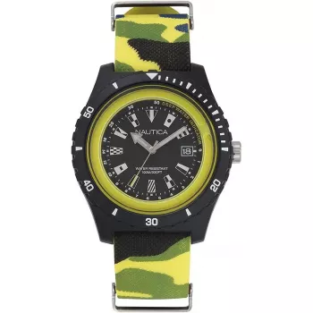 NAUTICA Orologio uomo NAPSRF007 ispirato ai subacquei al quarzo, quadrante blu, cinturino in silicone blu, 46 mm