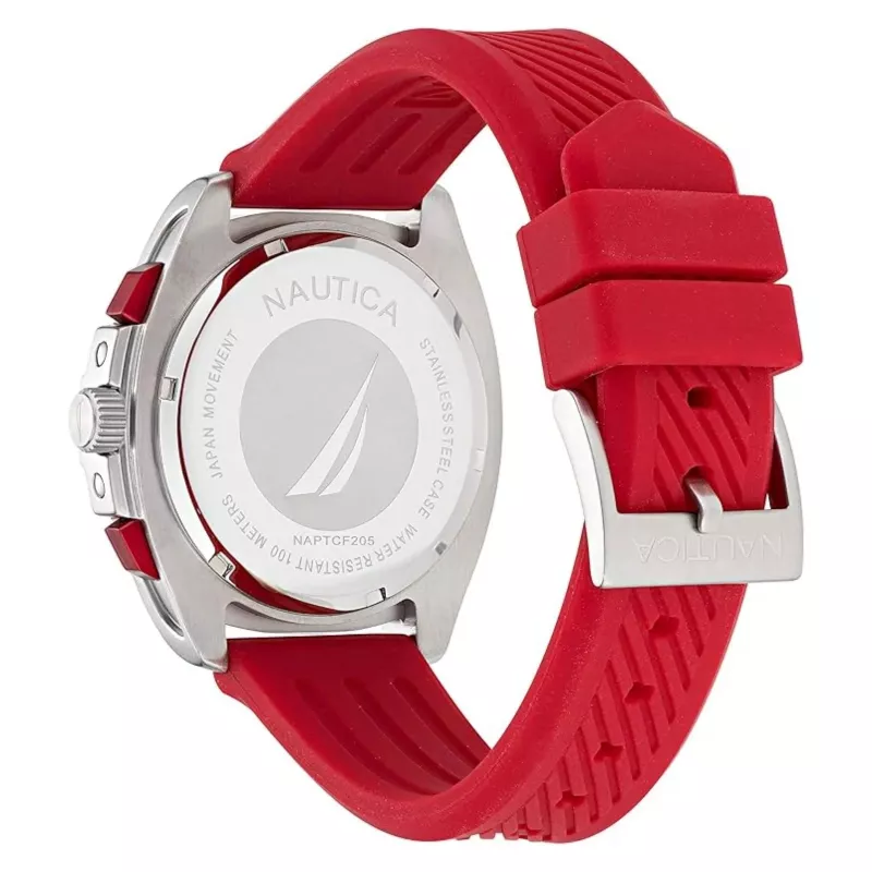 Nautica cronografo da uomo Pacific Beach con quadrante blu e cinturino in silicone NAPTCF205