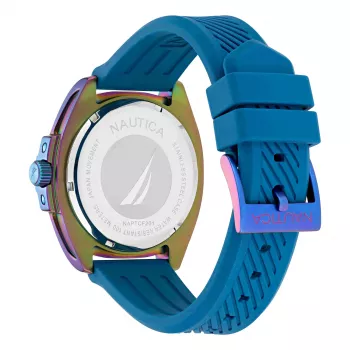 Nautica Uomo Porthole Chronograph Orologio al quarzo NAPTCF201 44mm Quadrante blu Cinturino in silicone