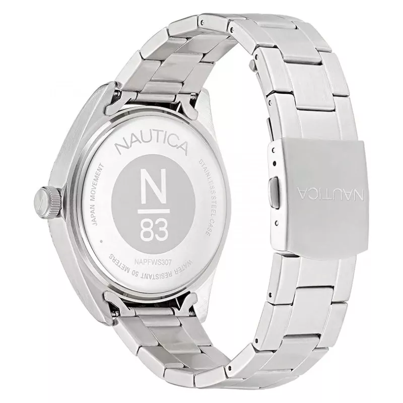 Nautica Orologio da uomo al quarzo analogico NAPFWS307 44 mm quadrante blu cinturino in silicone blu