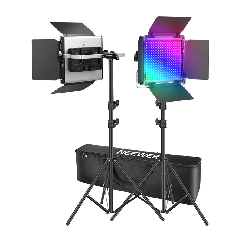 Kit 2 luci video LED NEEWER 2×660 PRO II RGB con 2 stativi da 200cm
