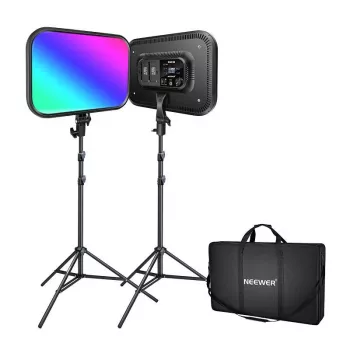 NEEWER RGB168 kit luce video LED RGB, 2 pezzi 60W 2500-8500K