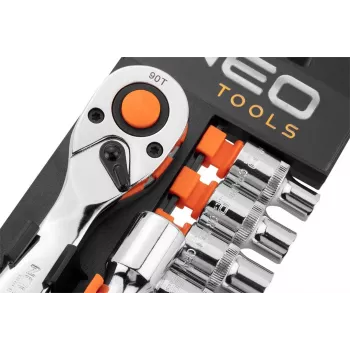 NEO Tools 10-030 Set di bussole e chiavi da 219 pezzi con attacchi da 1/4 inch, 3/8 inch, 1/2 inch, cricchetti, inserti e accessori in valigetta di plastica