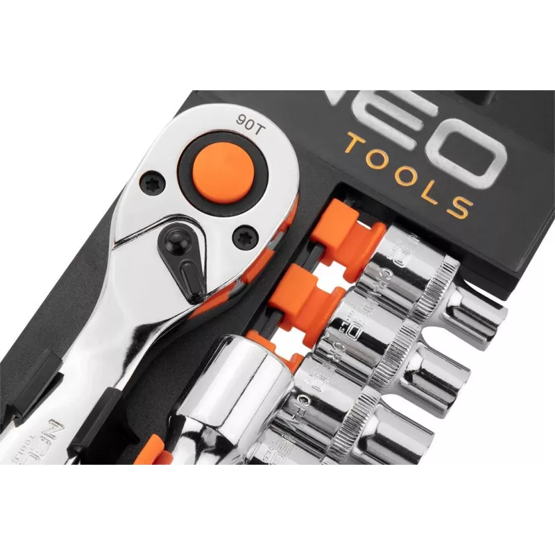 NEO Tools 10-030 Set di bussole e chiavi da 219 pezzi con attacchi da 1/4 inch, 3/8 inch, 1/2 inch, cricchetti, inserti e accessori in valigetta di plastica