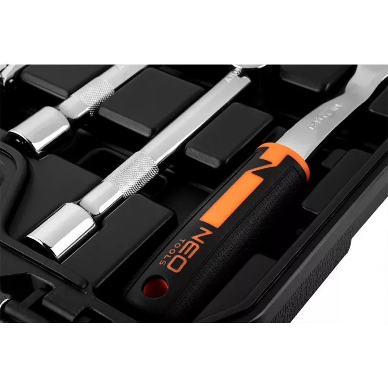 NEO Tools 10-042 set di chiavi a bussola 46 pezzi con inserti e accessori, attacco 1/4 pollice