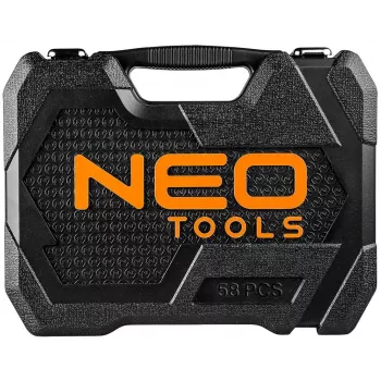 NEO Tools 10-042 set di chiavi a bussola 46 pezzi con inserti e accessori, attacco 1/4 pollice