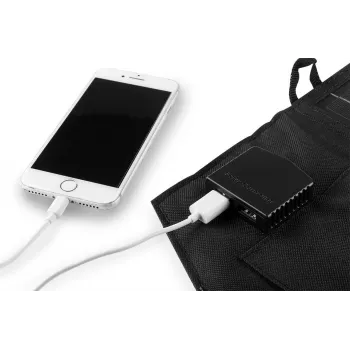 NEO TOOLS caricatore solare pieghevole 15W con uscite USB-A e USB-C, pannello monocristallino, resistente all'acqua IPX4, nero