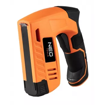 NEO Tools 16-050 cucitrice manuale per lavori di imbottitura, isolamento e decorazione, forza regolabile, punti tipo J 6-14 mm, nero/arancione