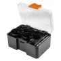 NEO TOOLS 57-923 set seghe a tazza con punta in metallo duro, 11 pezzi (20–64 mm), con 2 supporti e valigetta