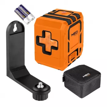 NEO TOOLS 75-143 laser a croce 3x360° raggio verde, portata 30 m, batteria ricaricabile agli ioni di litio, IP54, con fissaggio magnetico e valigetta
