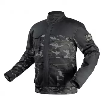 NEO Tools 81-212-XXL giacca da lavoro, XXL, grigio/verde, 100% cotone, 7 tasche, EN ISO 13688