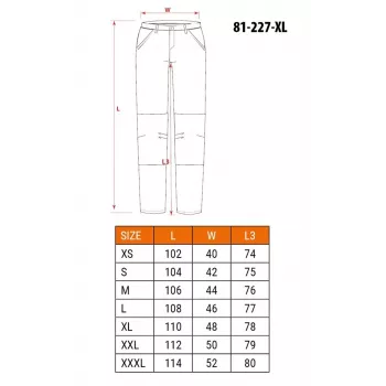 NEO Tools 81-227-XL Pantaloni da lavoro protettivi, grigio/nero, taglia XL, 267 g/m² policotone, ginocchia rinforzate, EN ISO 13688