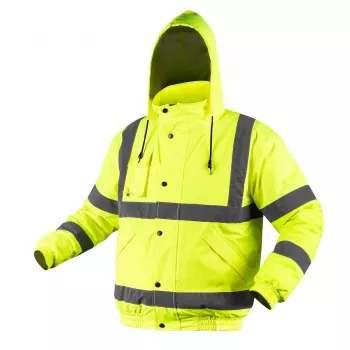 NEO TOOLS 81-712-XL giacca da lavoro bomber ad alta visibilità leggermente isolata, giallo fluorescente, taglia XL, EN ISO 20471 classe 3