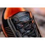 NEO Tools 82-103 Scarpe antinfortunistiche S1P SRC con puntale in acciaio e lamina antiperforazione, tomaia in pelle scamosciata e mesh, suola in PU a doppia densità, traspiranti, unisex, taglia 42, nero con dettagli arancioni