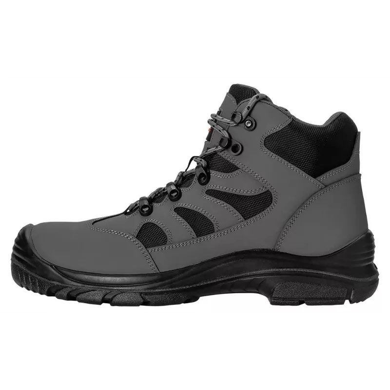 NEO Tools 82-167-46 Scarpe antinfortunistiche S1P SRC, taglia 46, pelle scamosciata, puntale in acciaio, nero/grigio