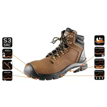 NEO Tools 82-170-39 S1P SRC scarpe antinfortunistiche, puntale in acciaio, grigio/nero/arancione, taglia 39