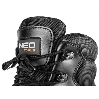 NEO Tools 82-175-47 Scarpe antinfortunistiche S1P SRC, modello basso, con puntale in acciaio e lamina antiperforazione, pelle scamosciata, suola in PU a doppia densità, grigio/nero, taglia 47