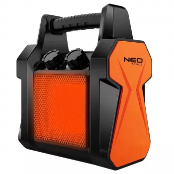 NEO Tools 90-061 termoventilatore elettrico 3000W, 2 livelli di riscaldamento, modalità ventilatore, termostato regolabile, protezione contro il surriscaldamento, nero/arancione
