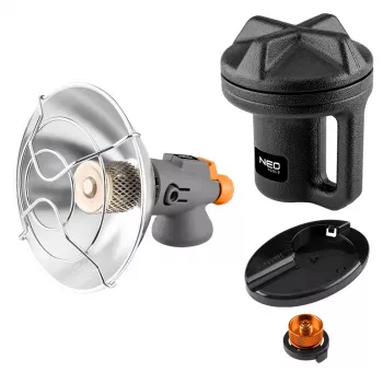 NEO TOOLS 90-134 Riscaldatore a gas portatile con accensione piezoelettrica, 1,7 kW, piastra in ceramica, per cartuccia butano/propano, nero/rosso