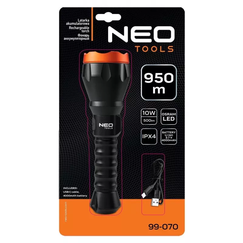 NEO TOOLS 99-070 XPE + COB LED lampada frontale con sensore di movimento, 120 lm, IPX4, 3x AAA