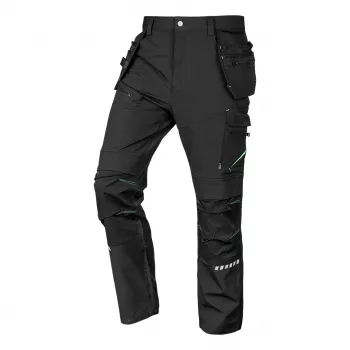 NEO TOOLS uomo Mix&Match pantaloni da lavoro 4-way stretch con rinforzo in Cordura e tasche portautensili rimovibili, nero, taglia M