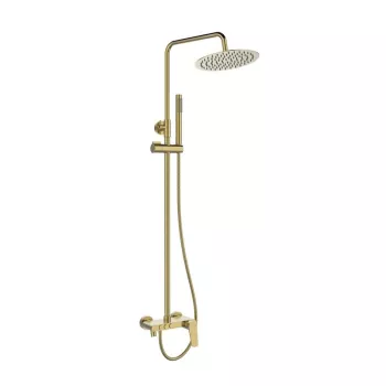 Nestos set doccia monocomando oro spazzolato con soffione pioggia e doccetta