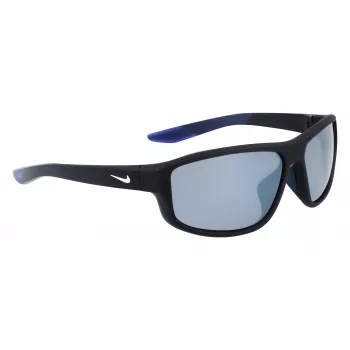 NIKE Brazenfield Occhiali da sole uomo - Montatura nera opaca, lenti in policarbonato grigie, 62/14/130 mm