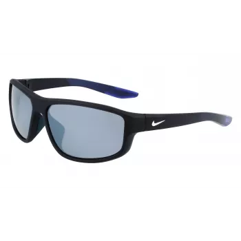 NIKE Brazenfield Occhiali da sole uomo - Montatura nera opaca, lenti in policarbonato grigie, 62/14/130 mm