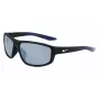 NIKE Brazenfield Occhiali da sole uomo - Montatura nera opaca, lenti in policarbonato grigie, 62/14/130 mm
