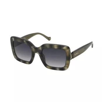 Nina Ricci SNR322 Occhiali da sole per donna - Montatura rettangolare polarizzata - Nero lucido/grigio - 53/23/140 mm