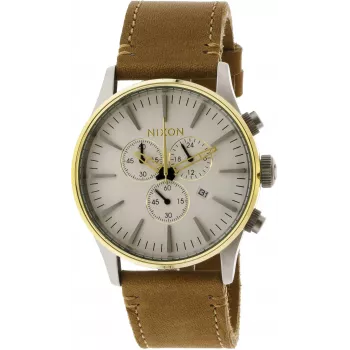 NIXON A4052548 Orologio uomo 42mm acciaio inox con cinturino in pelle nera