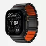 NOMAD Stratos Band - cinturino in titanio per Apple Watch 49mm con FKM (Black Titanium, Ultra Orange FKM)