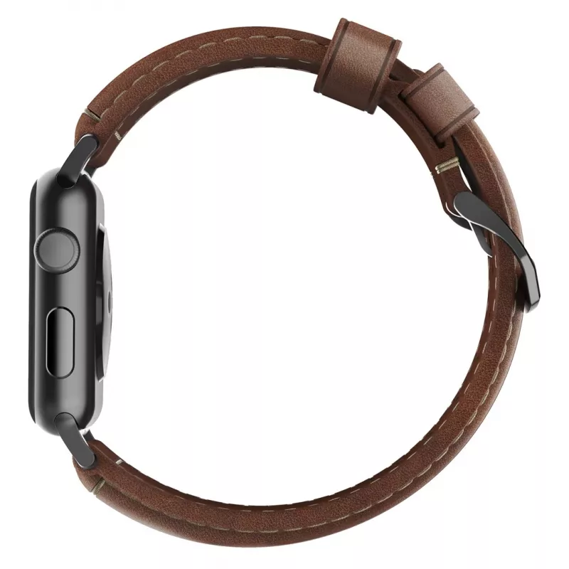 NOMAD Traditional Band - cinturino in pelle Horween per Apple Watch 46mm/49mm, Rustic Brown, Black Hardware