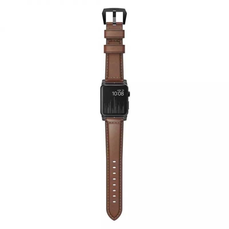 NOMAD Traditional Band - cinturino in pelle Horween per Apple Watch 46mm/49mm, Rustic Brown, Black Hardware