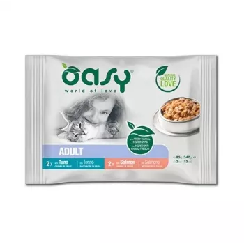OASY Chunks in Gravy multipack Fish Selection cibo umido per gatti 4x85g