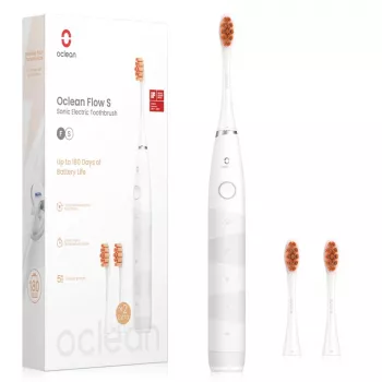 OCLEAN Flow S Spazzolino elettrico sonico bianco, 38.000 VPM, 5 modalità, USB-C, IPX7, batteria 180 giorni