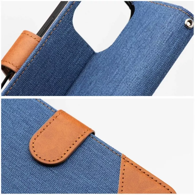 OEM Cover flip per iPhone 16 Pro Max effetto jeans blu