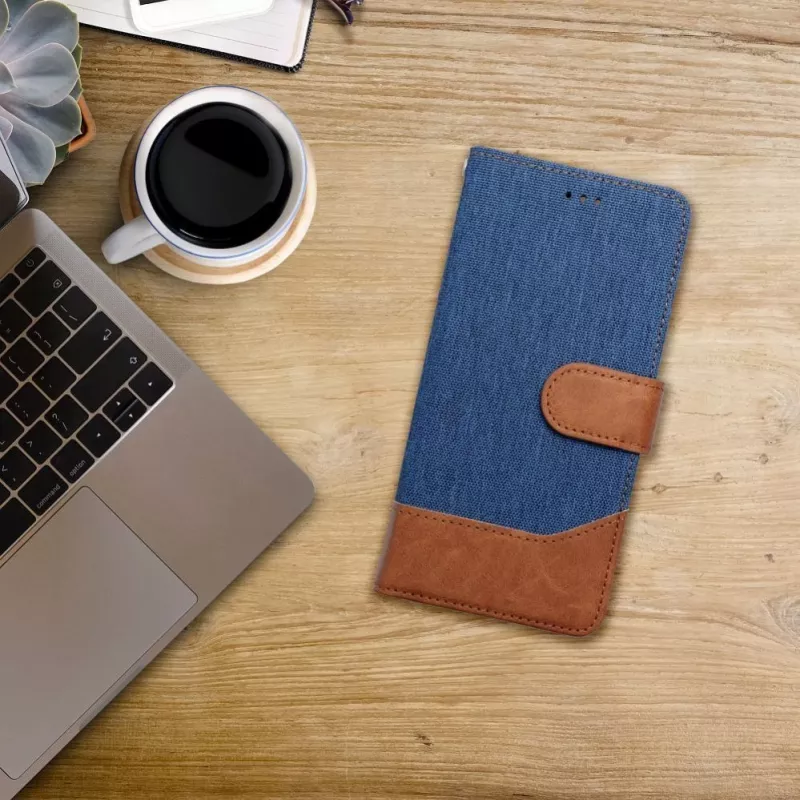 OEM Cover flip per iPhone 16 Pro Max effetto jeans blu