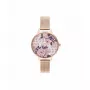 Olivia Burton orologio da donna Lucky Bee OB16LP01 - cassa oro rosa 34mm, quadrante bianco, cinturino in pelle grigio