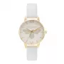 Olivia Burton orologio da polso da donna OB16FB24 – 30 mm quadrante bianco a fiori, cinturino in pelle rosa chiaro