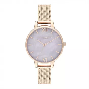 Olivia Burton orologio da donna Sparkle Bee OB16SP16 - 34mm quadrante argento cinturino in pelle grigio