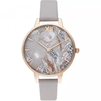 OLIVIA BURTON Orologio da donna OB16VM37 34mm quadrante argento soleil, cinturino in pelle grigio