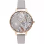 OLIVIA BURTON Orologio da donna OB16VM37 34mm quadrante argento soleil, cinturino in pelle grigio
