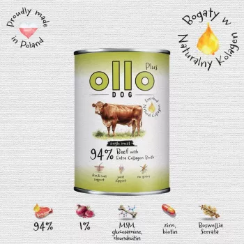 OLLO Plus Collagen Mono Beef cibo umido per cani 800g