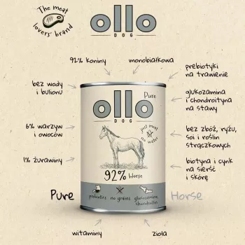 OLLO Pure Horse Mono cibo umido per cani 850g