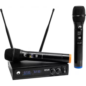 OMNITRONIC UHF E-FLEX 2 sistema microfonico wireless a doppio canale, 823-832/863-865 MHz 13063370
