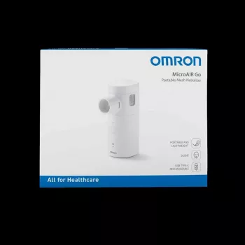 Nebulizzatore OMRON MicroAIR GO U300 - nebulizzatore portatile a membrana vibrante per adulti e bambini, compatto, silenzioso <20 dB, con maschere e batterie incluse