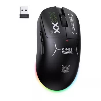 ONIKUMA DM03 Mouse gaming RGB – mouse ottico con filo con 6400 DPI, 7 tasti programmabili, design ergonomico per destrimani, nero